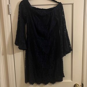 Trina Turk Navy Floral Lace Dress